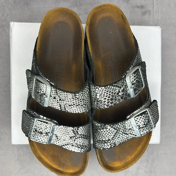 🔥🔥🔥Birkenstock Black and Gray Comfort Sandals Size: 7-7.5/38 - Picture 5 of 9